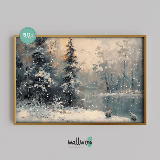 Snowfall Amongst Pines | Painting DIGITAL Art | PRINTABLE Digital Download