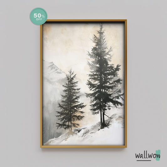 Solitude in Snow: The Silent Pine | PRINTABLE Digital Download