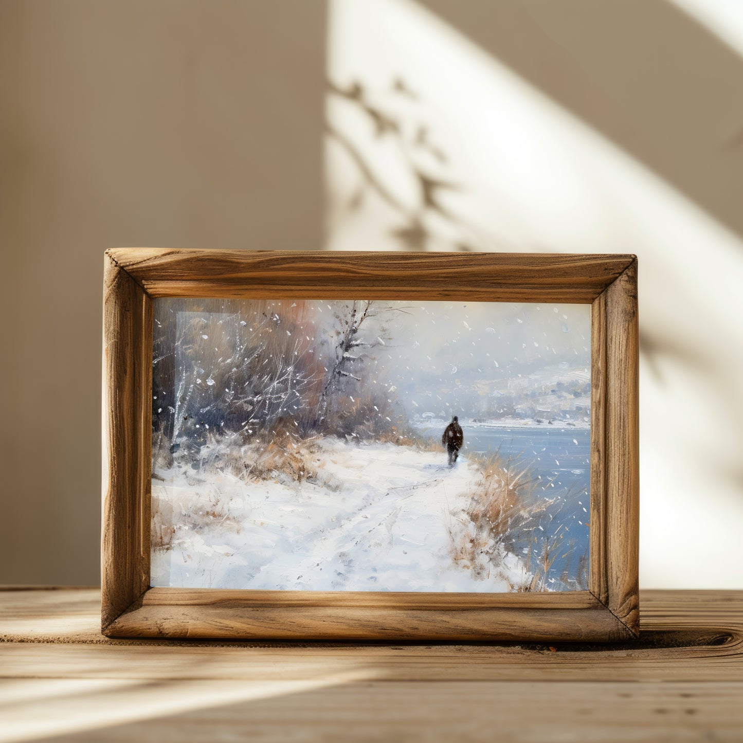 Solitude Along the Frozen Flow Painting DIGITAL Art | PRINTABLE Digital Download